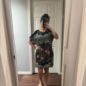 Black Floral Dress with Lace Details